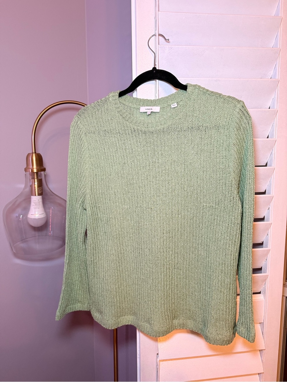 Vince light minty Green Open-Weave Knit Sweater